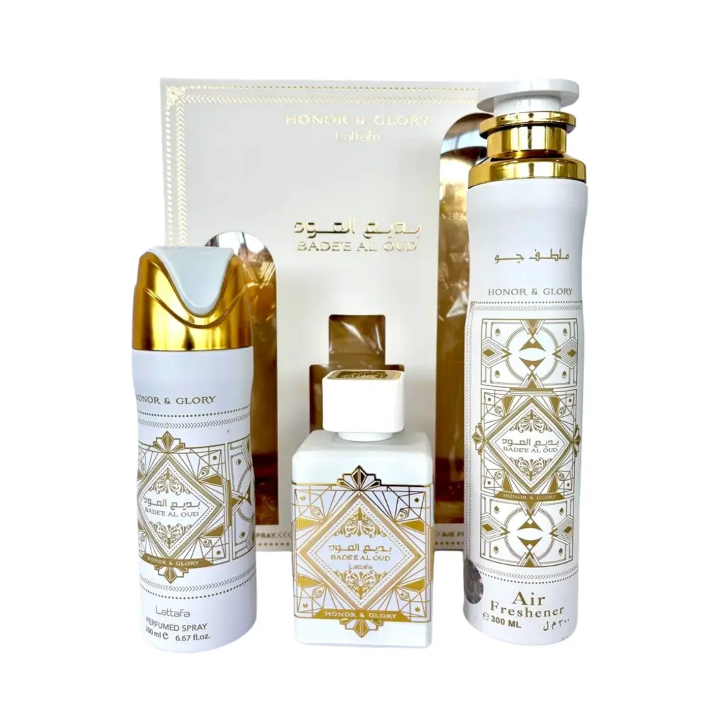 LATTAFA BADEE AL OUD HONOR & GLORY 3.4 EDP M+ 6.8 DEO SPRAY+ 10.0 AIR FRESHENER